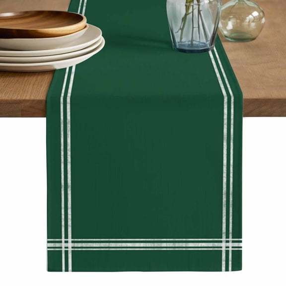 Pure Olive Green Table Runner, Simple Solid Color Washable Cotton Linen Table Runners 60 Inches Long, Dresser Scarf Runner for Coffee/TV Stands/Kitchen/Cabinets 13''x60''