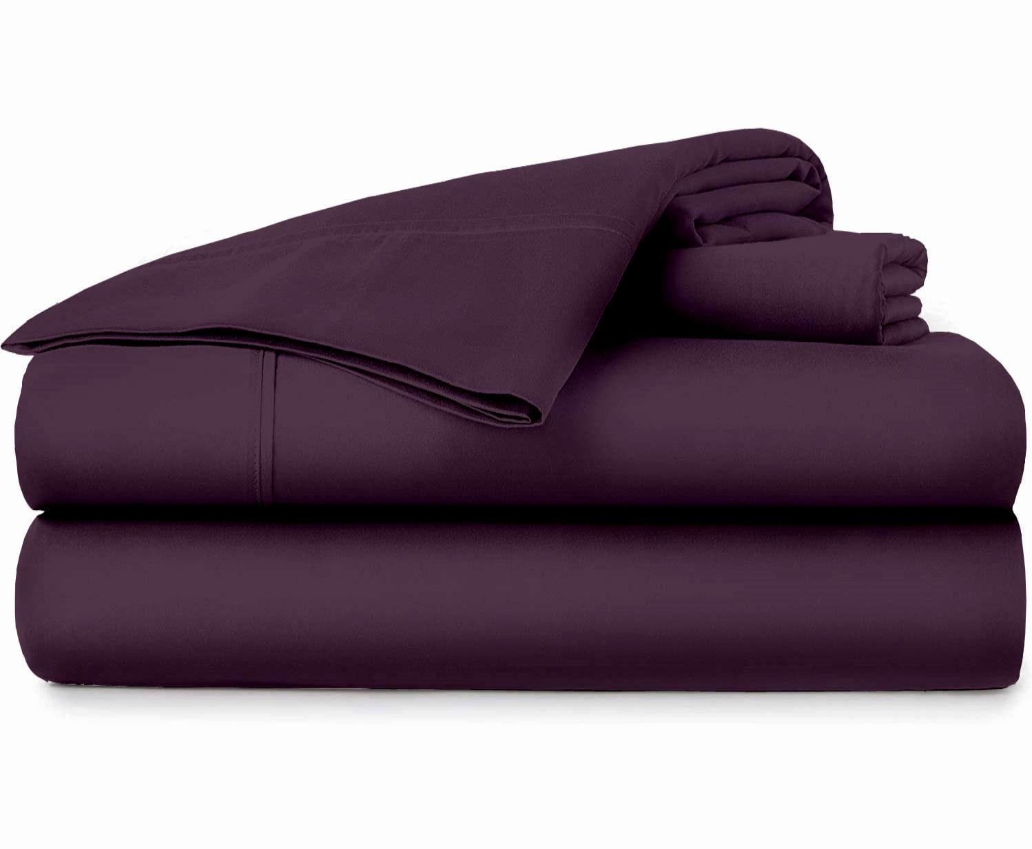 1000 Thread Count 100% Cotton Sheet Set - 4 Piece King Size, Deep Pocket, Sateen Weave, Plum Color - View #8