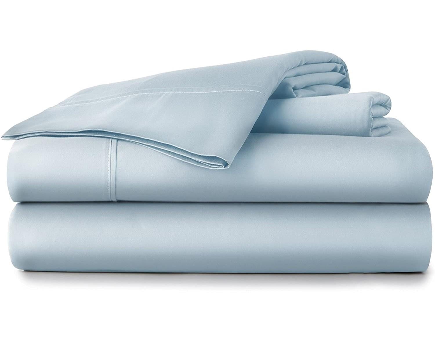 Pure Organic Cotton Sheets Alaskan King Size, Sky Blue Color