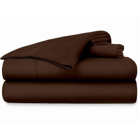 Pure Organic Cotton Sheets - Full Size, Chocolate Color, Bedsheet 800-Thread-Count, 18 inch Deep Pockets