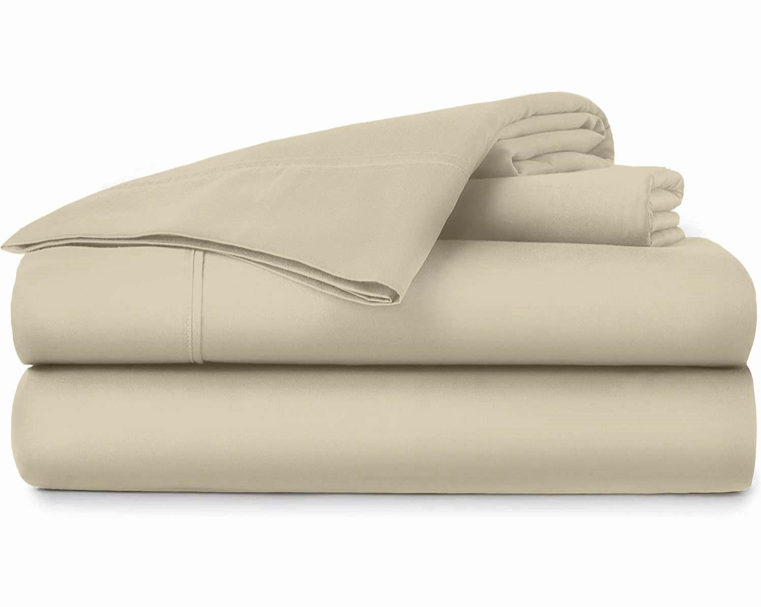 Pure Organic Cotton Sheets Full XL Size, Taupe Color, Bedsheet 1000