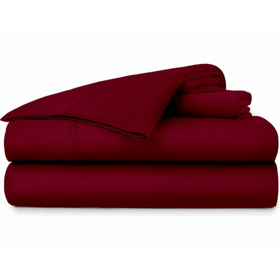 Pure Organic Cotton Sheets - King Size, Burgundy Color, Bedsheet 1000-Thread-Count, 15 inch Deep Pockets