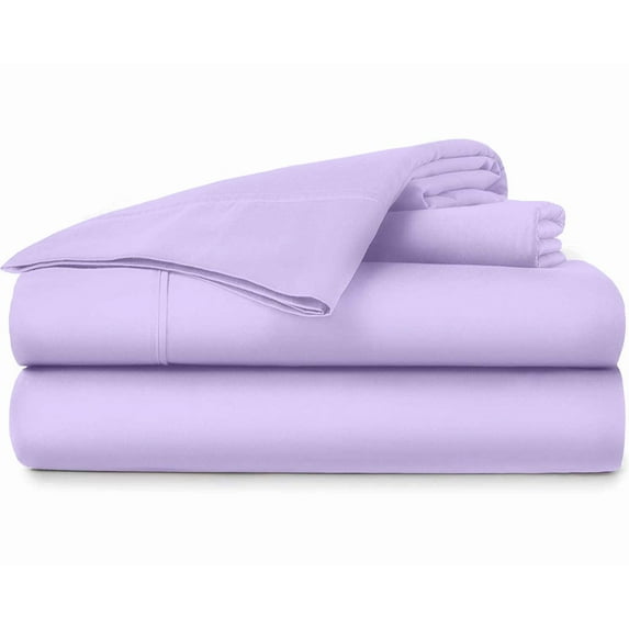 Pure Organic Cotton Sheets - Queen Size, Lilac Color, Bedsheet 1000-Thread-Count, 15 inch Deep Pockets