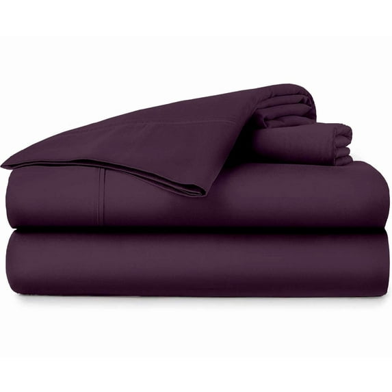 Pure Organic Cotton Sheets - Queen XL Size, Plum Color, Bedsheet 1000-Thread-Count, 15 inch Deep Pockets