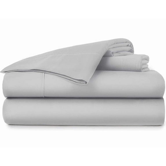 25-INCH EXTRA DEEP POCKETS - Pure Organic Cotton Sheets - Twin Size, Silver Grey Color, Bedsheet 1000-Thread-Count