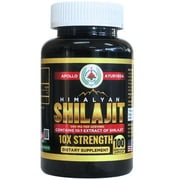 Pure Organic Himalayan Shilajit Capsules- Equivalent to 5000mg - 100 Veg Capsules - Natural Energy & Stamina Booster - Apollo Ayurveda | Made in USA