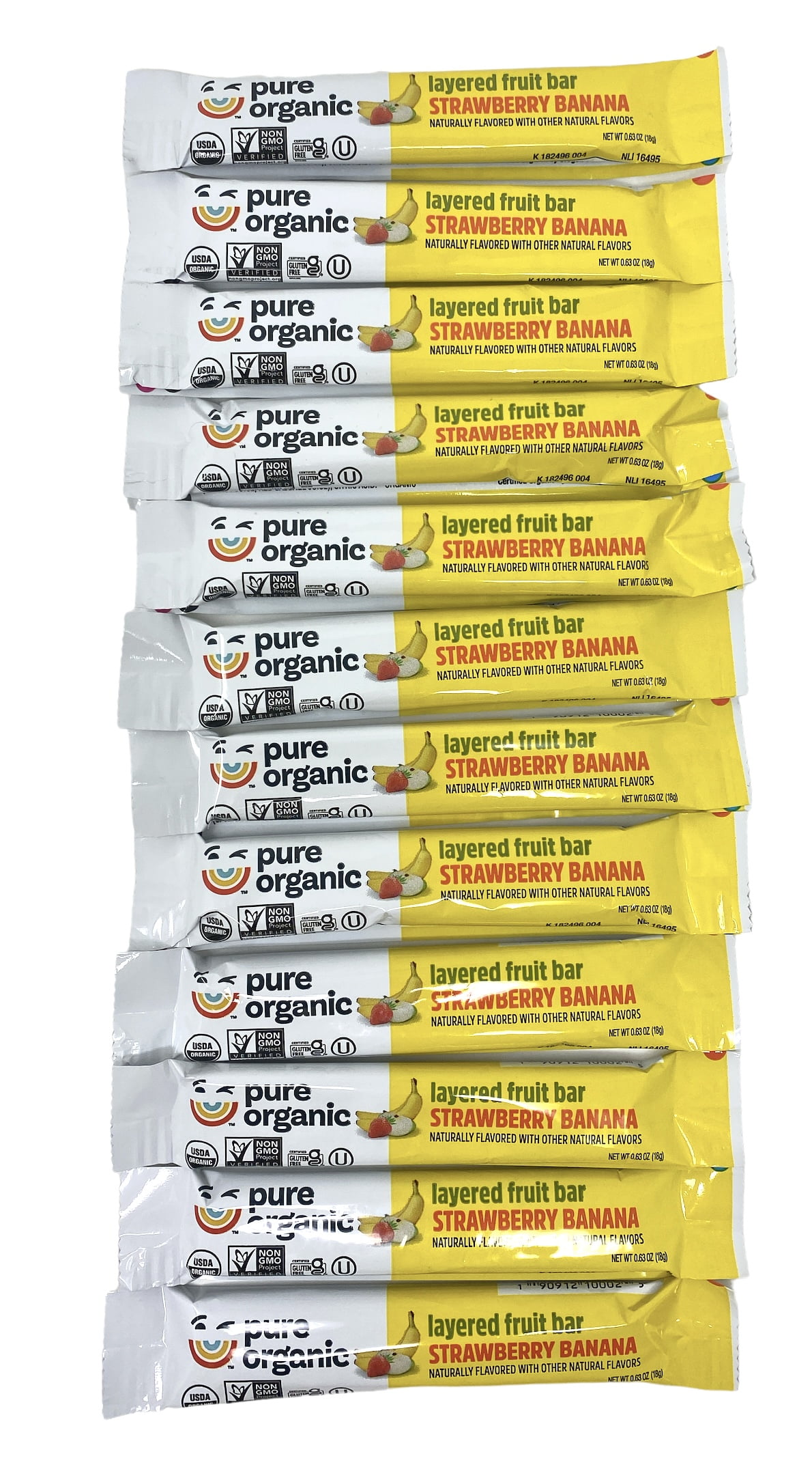 Pure Organic Layered Fruit Bars Strawberry Banana 0.63 oz. Each Pack of