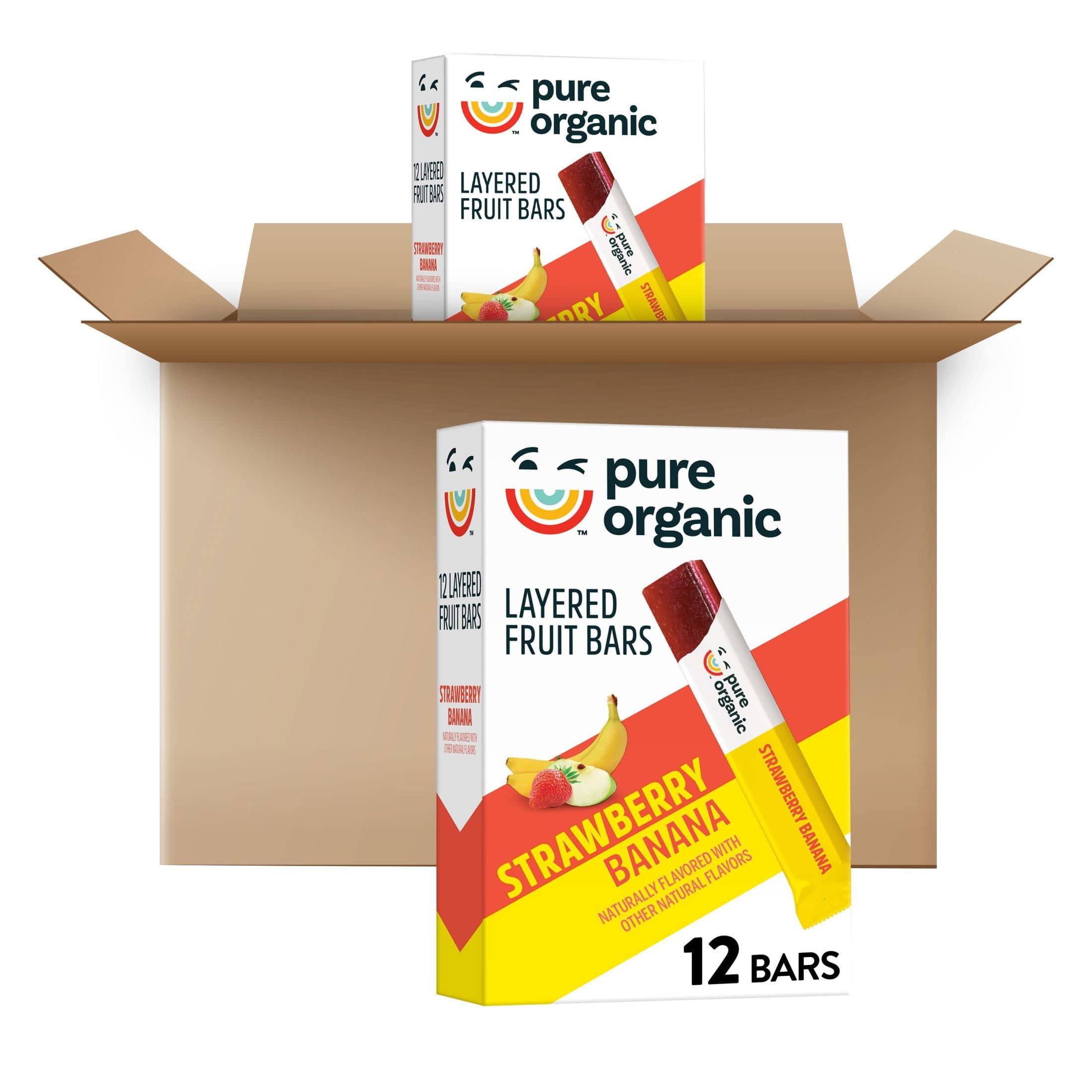 Pure Organic Layered Fruit DNF2 Bars, Strawberry Banana, Gluten Free