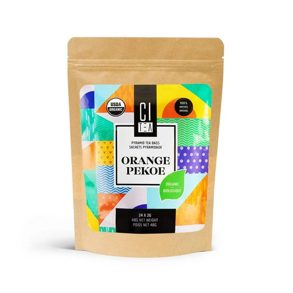 Pure Organic Orange Pekoe Black Ceylon Tea in Pyramid Tea Bags - 24 pyramid Tea Bags x 2g - Citea