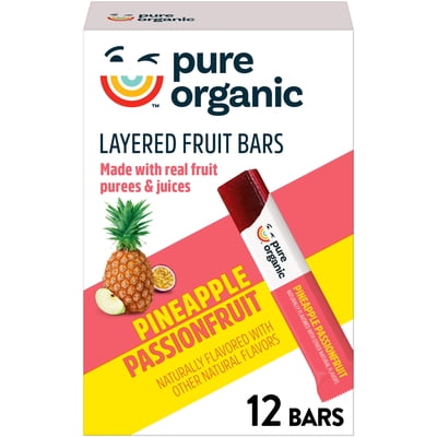 Pure Organic Pineapple Passionfruit Gluten-Free, Organic Chewy Layered Fruit Bars, Gluten Free, 6.2 oz, 12 Count