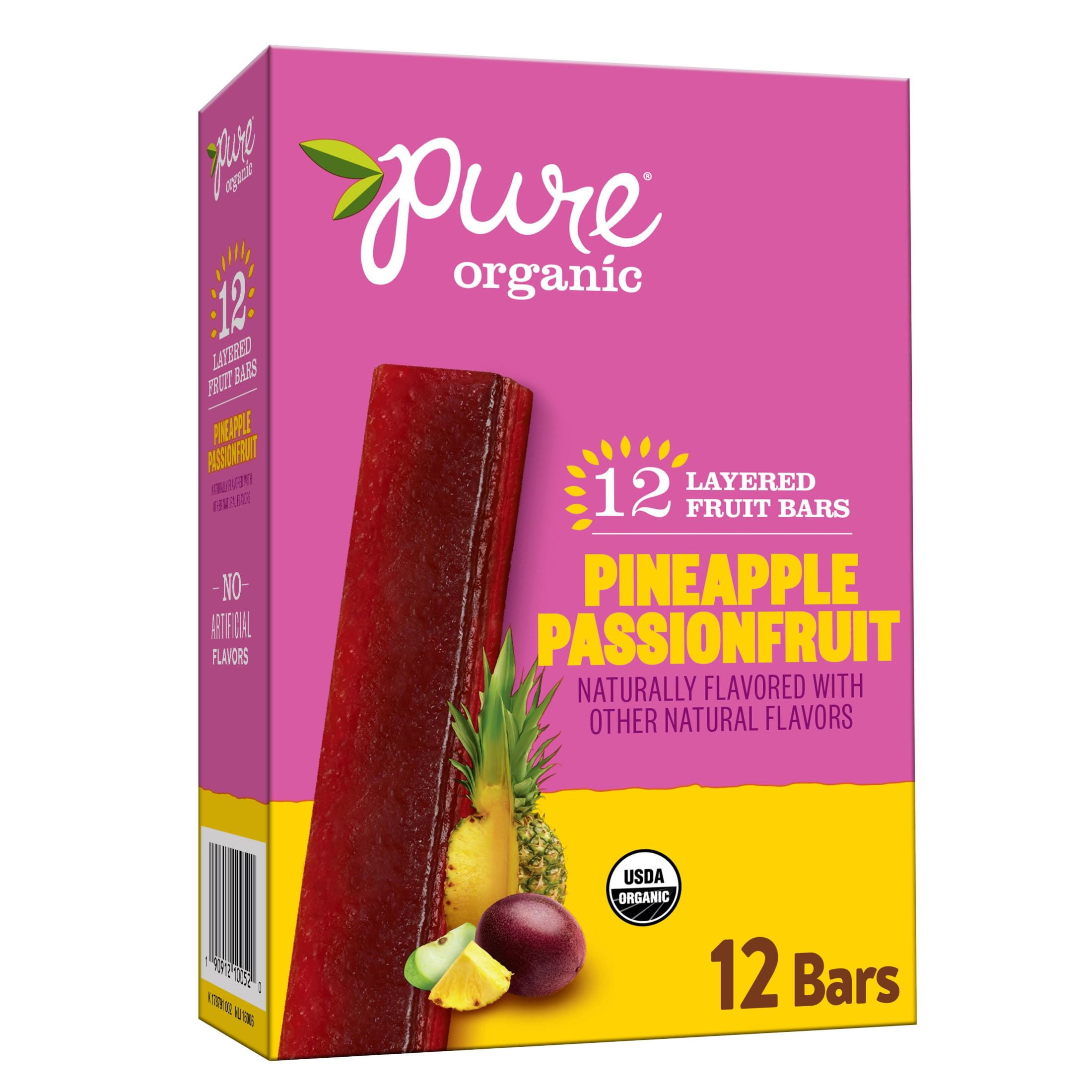 Pure Organic Pineapple Passionfruit Layered Fruit Bars, Gluten Free, 7.