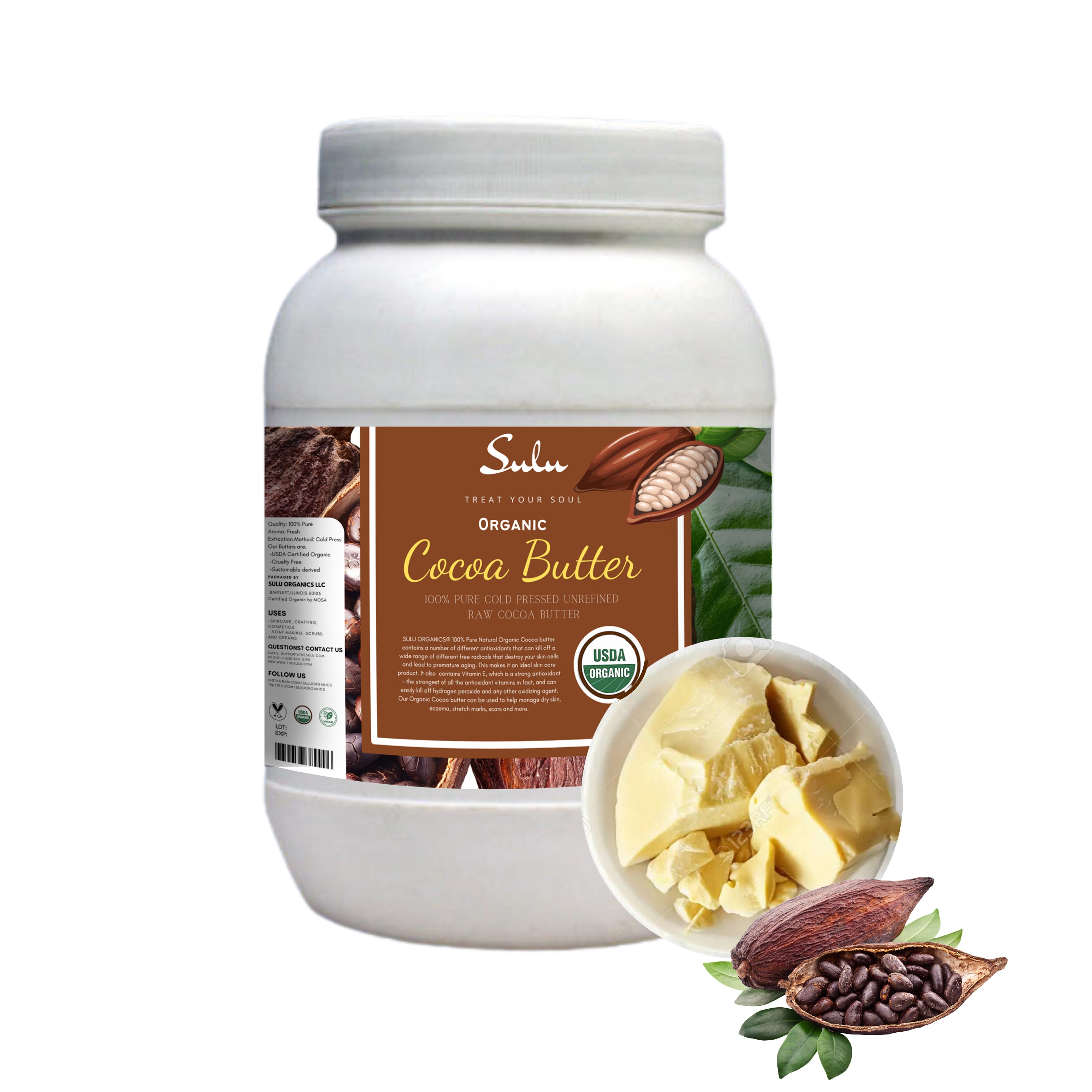 COCOA / CACAO BUTTER ORGANIC UNREFINED RAW FRESH PURE NATURAL 10 LB