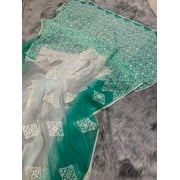 Pure Organza Silk Saree With Viscos Thread Sequence Work With Chikankari Lace Border, Listing ID: PRE8729669206298