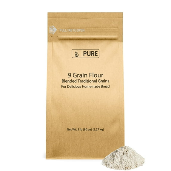 Pure Original Ingredients 9 Grain Flour 5 lb, Bread, Dough, Storable, Transportable