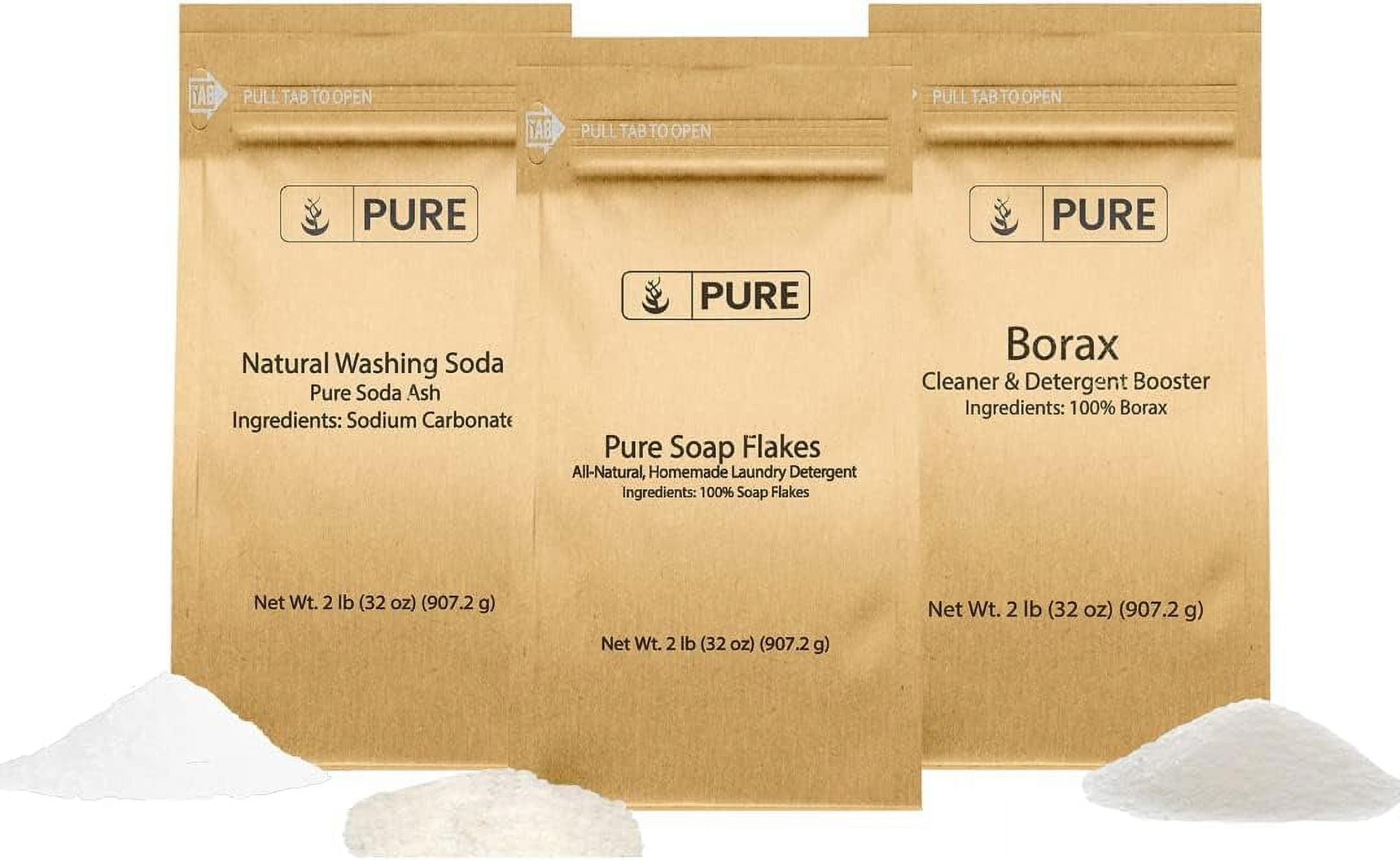 Pure Original Ingredients Borax, Soap Flakes, and Washing Soda Bundle