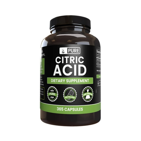 Pure Original Ingredients Citric Acid 365 Capsules No Magnesium Or Rice Fillers, Always Pure, Lab Verified