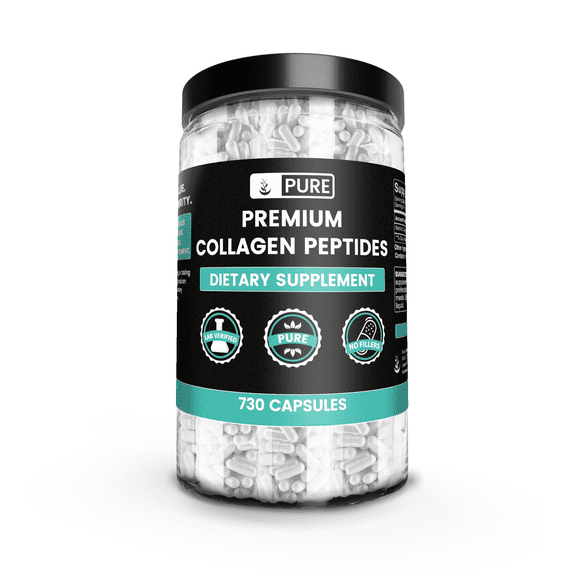 Pure Original Ingredients Collagen Peptides 730 Capsules No Magnesium Or Rice Fillers, Always Pure, Lab Verified