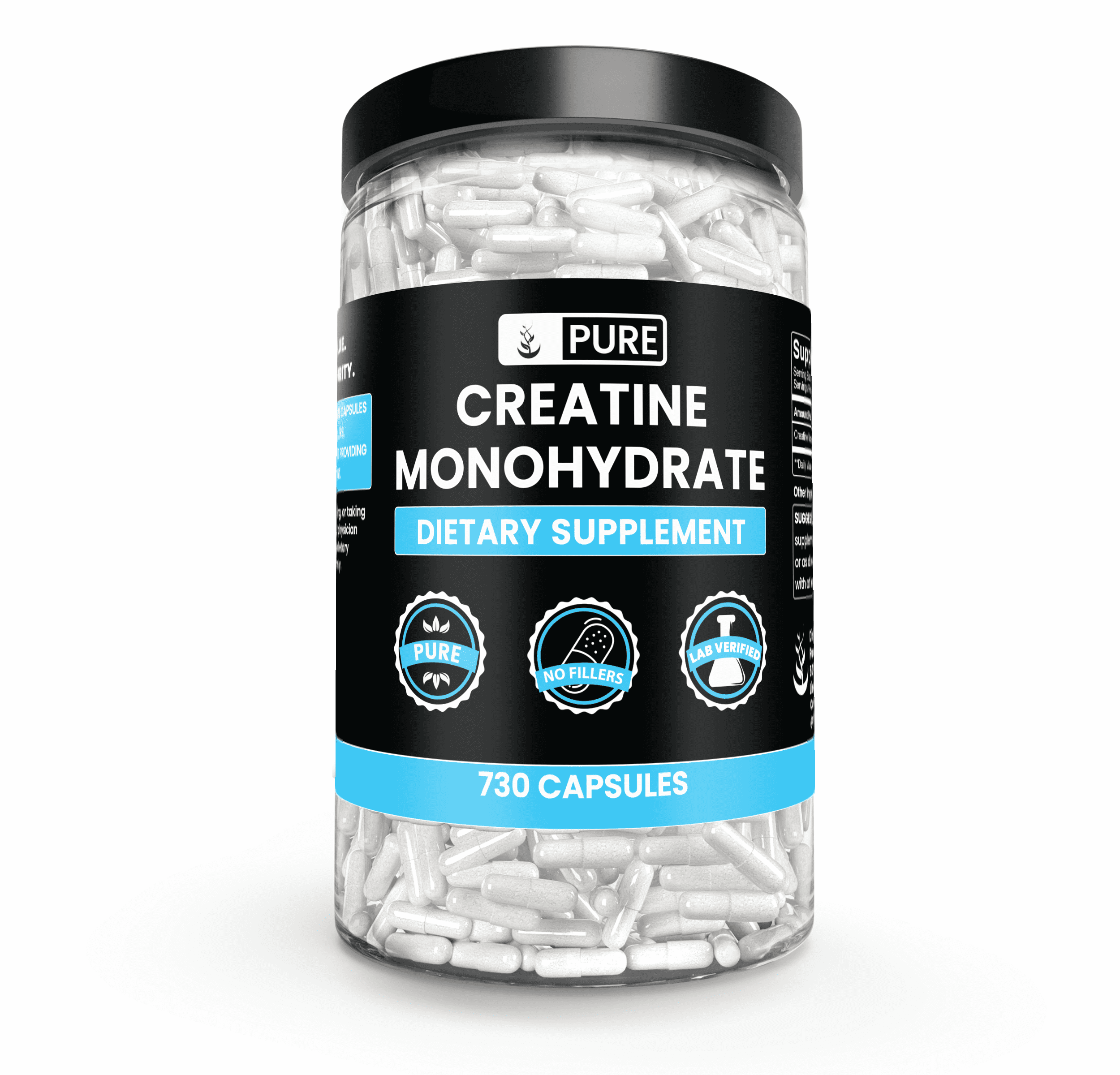Pure Original Ingredients Creatine Monohydrate 730 Capsules No Magnesium Or Rice Fillers, Always Pure, Lab Verified