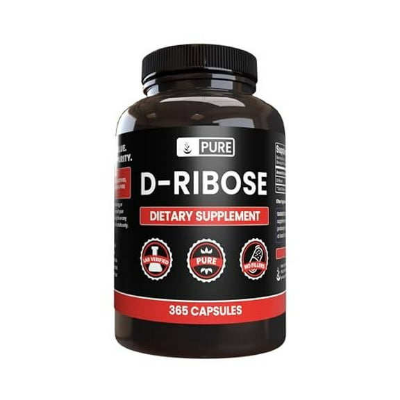 Pure Original Ingredients D-Ribose 365 Capsules No Magnesium Or Rice Fillers, Always Pure, Lab Verified
