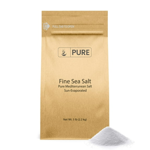 Pure Original Ingredients Fine Sea Salt 5 lb Mediterranean Sea Salt, Essential Seasoning, Sun-Evaporated