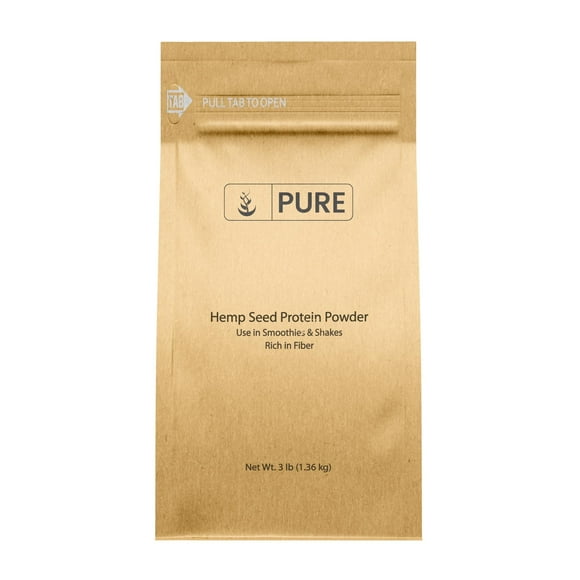 Pure Original Ingredients Hemp Seed Protein Powder 3 lb Smoothies & Shakes, Nutty Flavor, Smooth Texture