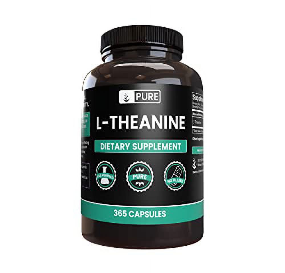 Pure Original Ingredients L-Theanine 365 Capsules Amino Acid, No Magnesium or Rice Filler, Lab Verified
