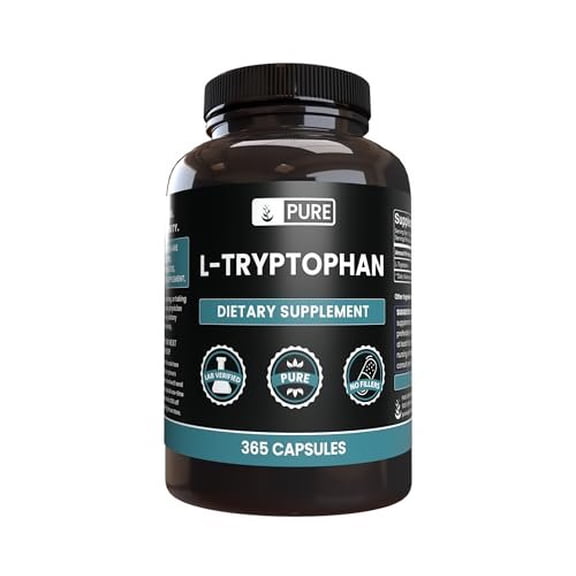 Pure Original Ingredients L-Tryptophan 365 Capsules No Magnesium Or Rice Fillers, Always Pure, Lab Verified