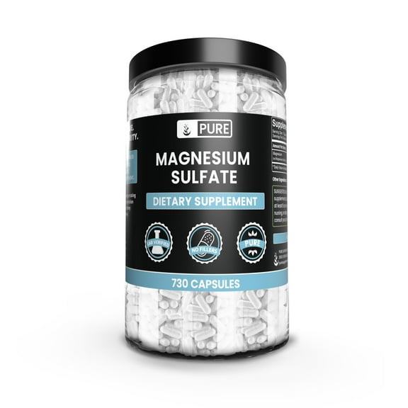 Pure Original Ingredients Magnesium Sulfate 730 Capsules No Rice Fillers, Always Pure, Lab Verified