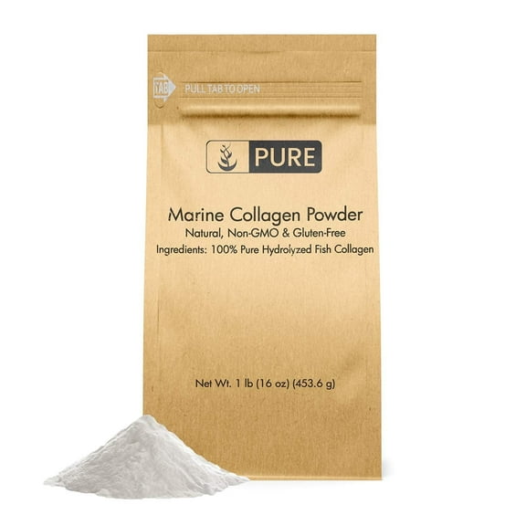 Pure Original Ingredients Marine Collagen Powder 1 lb Natural & Unflavored, Protein Peptides, Resealable Bag