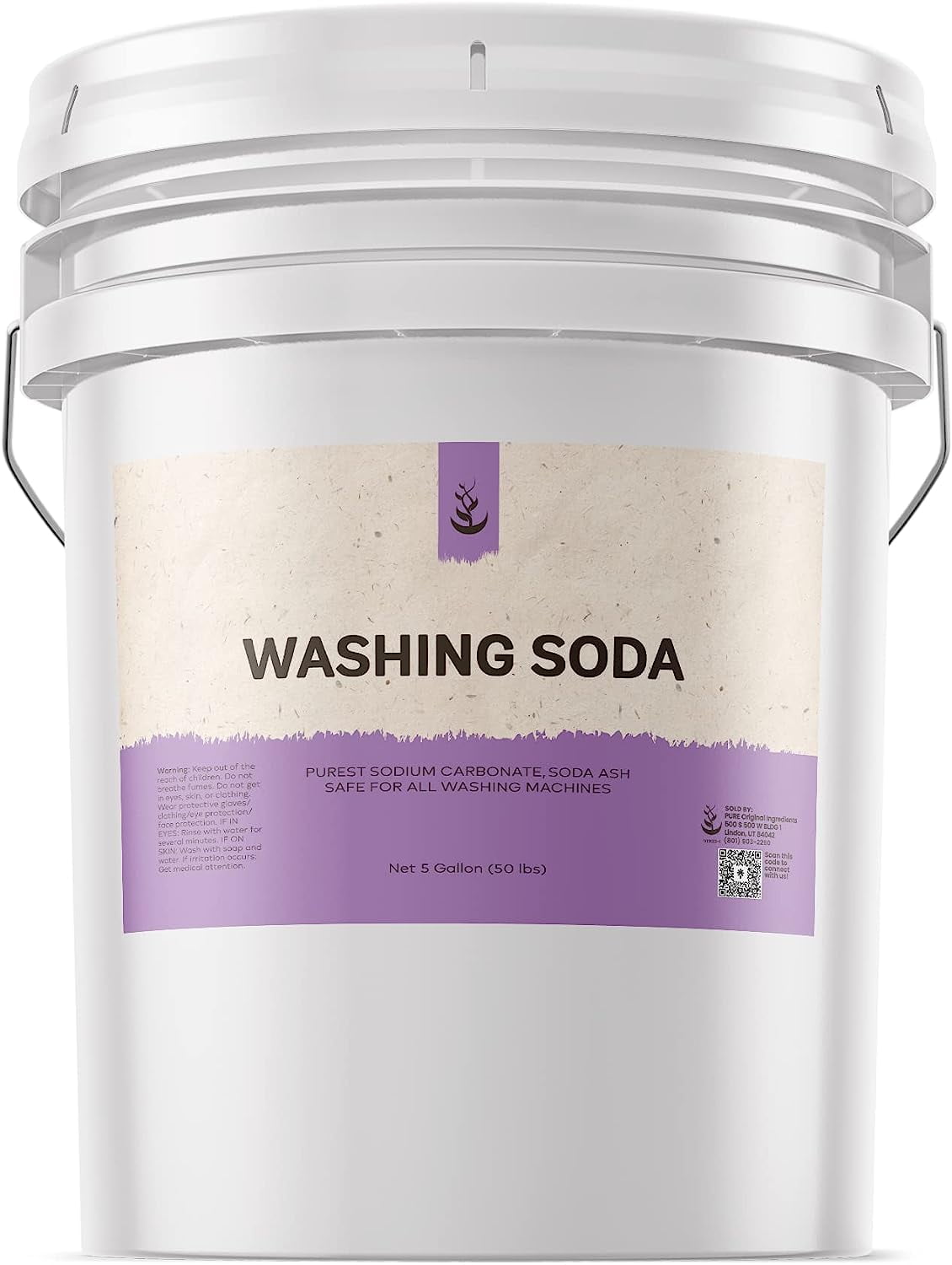 Pure Original Ingredients Natural Washing Soda (5 Gallon) Sodium Carbonate, Stain Remover, Water