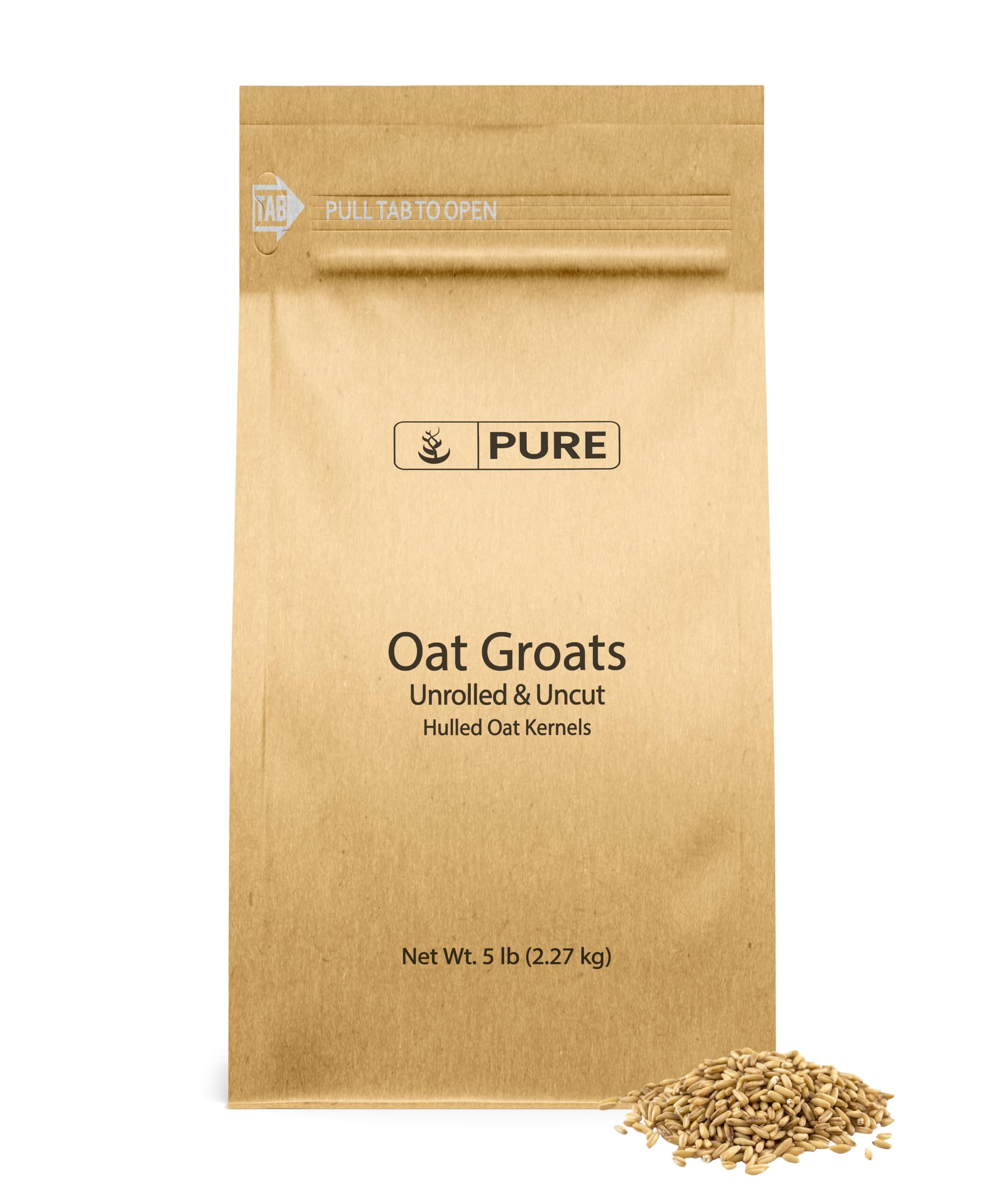 PURE ORIGINAL INGREDIENTS Oat Groats – Whole, Uncut Hulless Oat Kernels, High In Protein, 5 Pound Bag