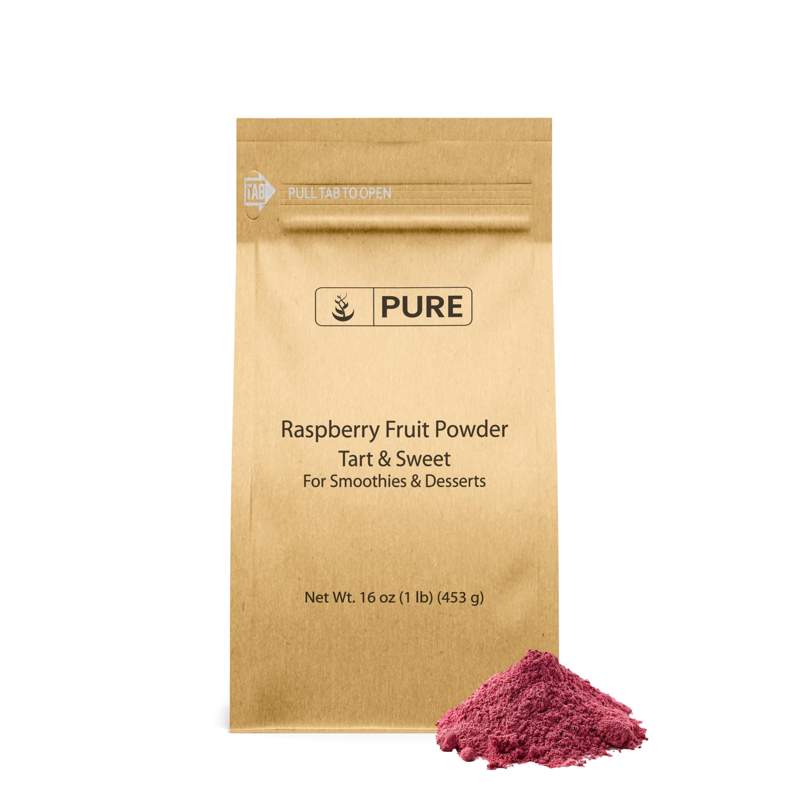 Pure Original Ingredients Raspberry Fruit Powder 1lb Gluten-Free, Great in Smoothies & Desserts