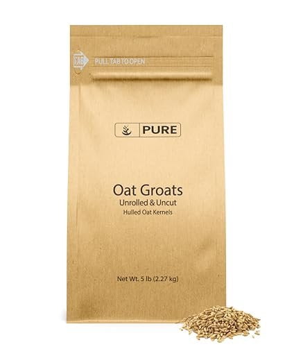 PURE ORIGINAL INGREDIENTS Oat Groats – Whole, Uncut Hulless Oat Kernels, High In Protein, 5 Pound Bag
