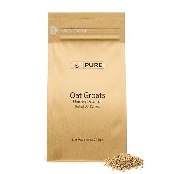 Pure Original Ingredients Oat Groats, Whole, Uncut & Hulless, High in Protein, Oat Kernels 5 Pound
