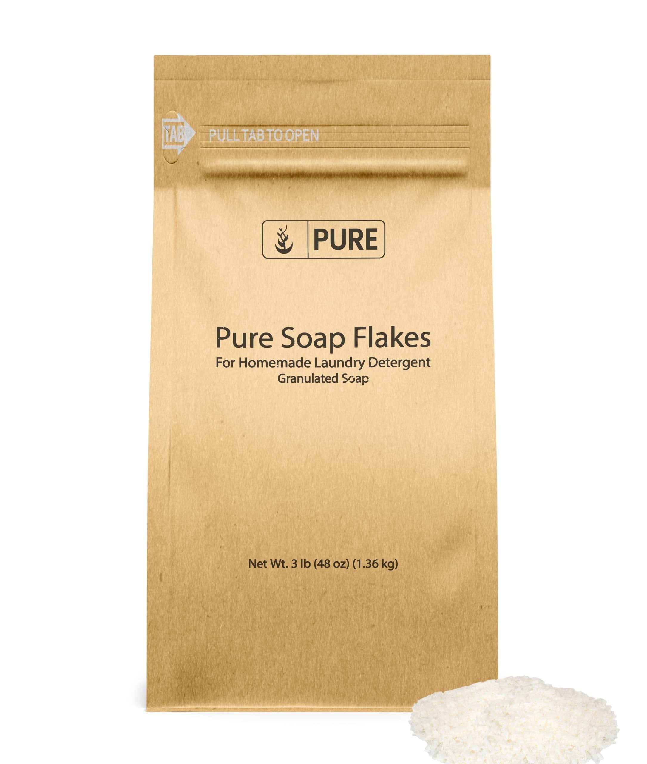 Pure Original Ingredients Soap Flakes 3 lb Tallow Based, Homemade Laundry Detergent, Granulated Soap