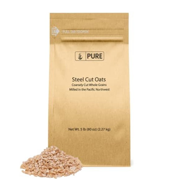 Pure Original Ingredients Steel Cut Oats 5 lb Irish Oatmeal, Eco-Friendly Packaging