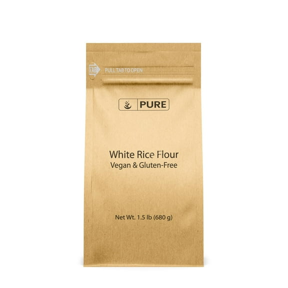 Pure Original Ingredients White Rice Flour 1.5 lb Unbleached & Untreated, Flour Alternative, Vegan.