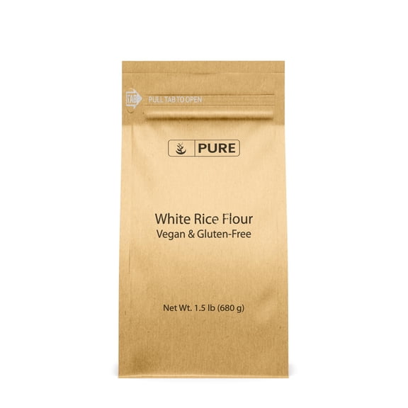 Pure Original Ingredients White Rice Flour 1.5 lb Unbleached & Untreated, Flour Alternative, Vegan.