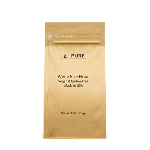 Pure Original Ingredients White Rice Flour 3 lb Unbleached & Untreated, Flour Alternative, Vegan.