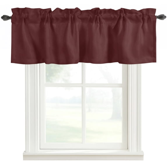 Pure Oxblood Red Kitchen Valances for Windows, Contemporary Solid Color Minimalist Art Bathroom Window Valances 54x18 Inch Rod Pocket Window Treatments Valance Curtains for Living Room Bedroom Decor