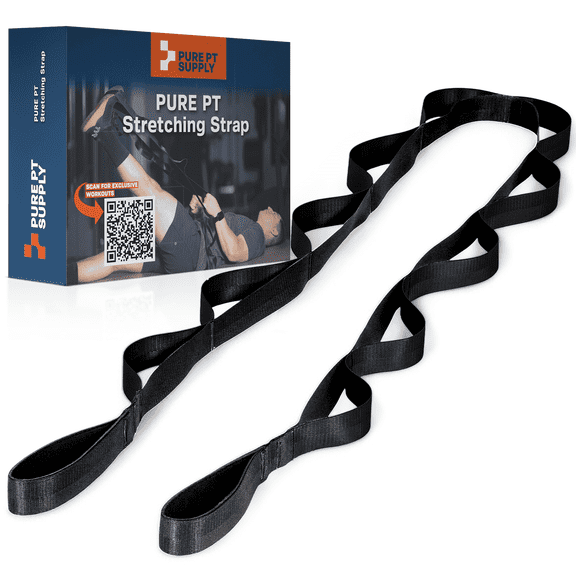 Pure PT Supply Stretching Strap with 10 Loops – Physical Therapist Approved Mobility & Flexibility Strap for Yoga, Rehab, Stretching, Pilates, and Injury Recovery