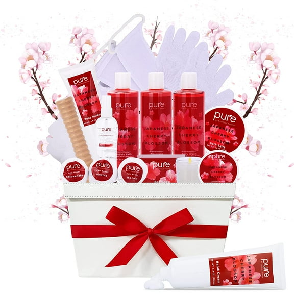 Pure Parker Japanese Cherry Spa Set Christmas Bath & Body Gift Set, 13 Piece