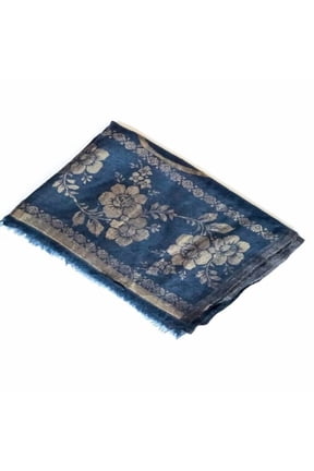 Pure Pashmina Silk Reversible Stole Scarf, Dark Blue