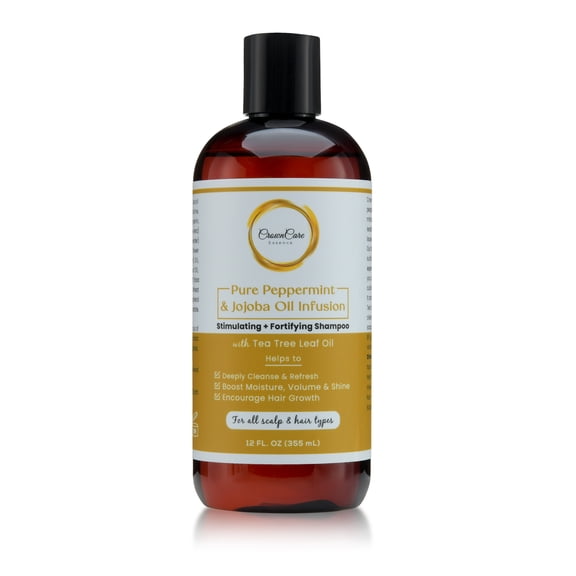 Pure Peppermint & Jojoba Oil Infusion, Stimulating + Fortifying Shampoo with Tea Tree Leaf Oil