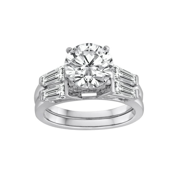 Pure Perfection Certified Bridal Ring with Brilliant Center Stone Made with Swarovski Zirconia
