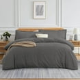 thumbnail image 1 of Pure Pima Cotton 3-Piece Duvet Cover Set – 800 Thread Count Luxury Bedding, Button Closure King 104" x 90" - Dark Gray, 1 of 4