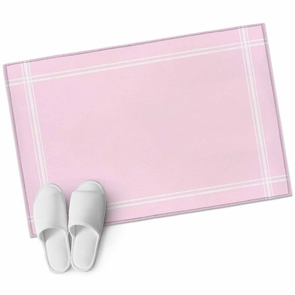 Pure Pink Bathroom Mat 2x3 FT, Non Slip Small Kitchen Mat, Simple Solid Color Washable Soft Backed Front Door Throw Rug Non-Shedding Indoor Outdoor Doormat for Entryway Sink