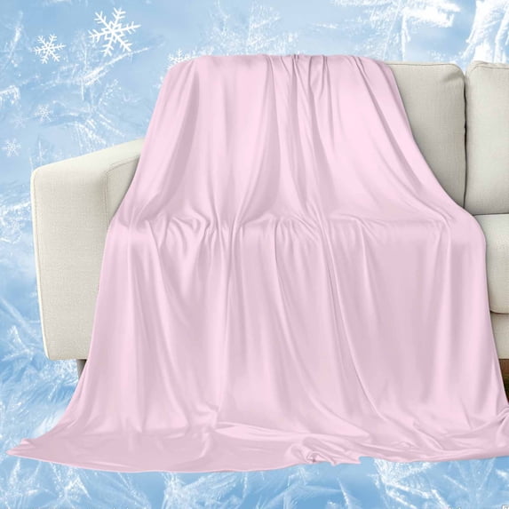 Pure Pink Cooling Blanket, Lightweight Breathable Summer Throw Blanket with Double Sided Cold Effect, Simple Solid Color Picnic Beach Blankets Bed Sheet for Hot Sleepers 40"x60"