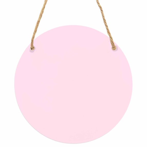 Pure Pink Round Front Door Welcome Sign, 5.9 Inch Wall Hanging Decor for Indoor Outdoor, Simple Solid Color Home Porch Hanger Decorations for Holiday Gift