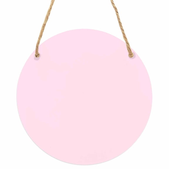 Pure Pink Round Front Door Welcome Sign, 5.9 Inch Wall Hanging Decor for Indoor Outdoor, Simple Solid Color Home Porch Hanger Decorations for Holiday Gift